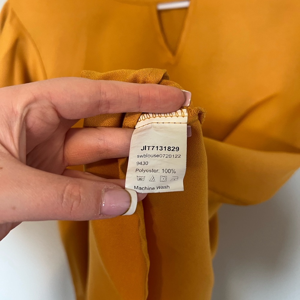 Shein Mustard Ruffle Sleeve Blouse - Picture 7 of 7